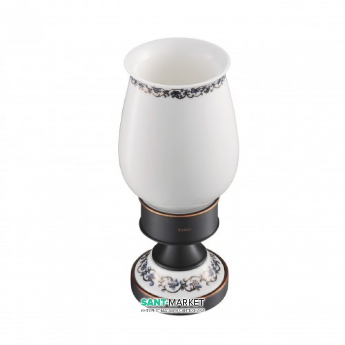 Стакан для зубних щіток Kraus Apollo керамічний білий/темний шоколад KEA-16513ORB