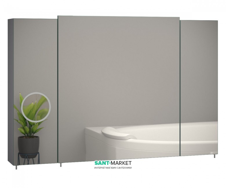 Дзеркальна шафа Sanwerk Everest Zoom 100х11,4 см без підсвічування ЛДСП сірий MV0000784