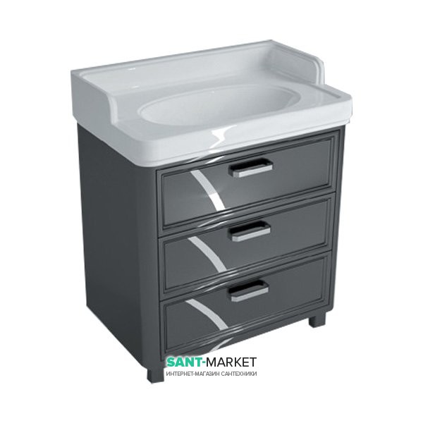 Тумба для підлоги під раковину Kerama Marazzi Pompei 80 см МДФ чорний PO.80.3\BLK