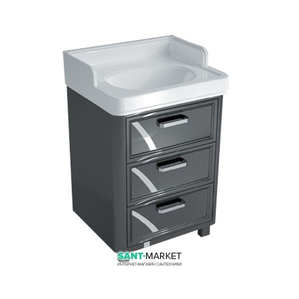 Тумба для підлоги під раковину Kerama Marazzi Pompei 60 см МДФ чорний PO.60.3\BLK