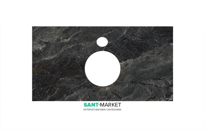 Столешница под раковину Kerama Marazzi Plaza Classic 80 см Риальто темный серый лаппатированный PL1.VT93\80