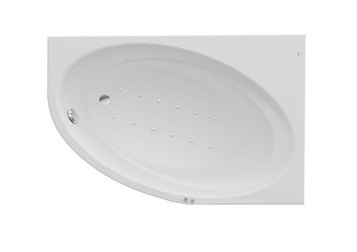 Ванна гидромассажная акриловая асимметричная Roca Orbita Smart Air Plus правая 150х100 см белый A24T211000
