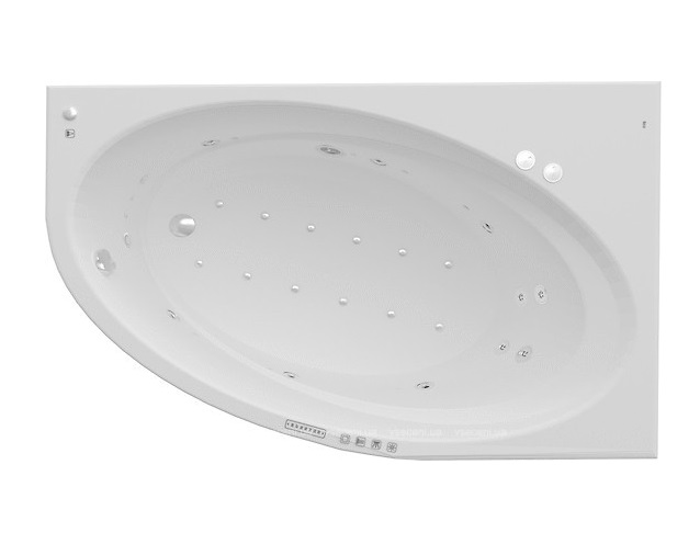Ванна гідромасажна акрилова асиметрична Roca Orbita Effects Gold Option права 140х100 см білий A24T199000