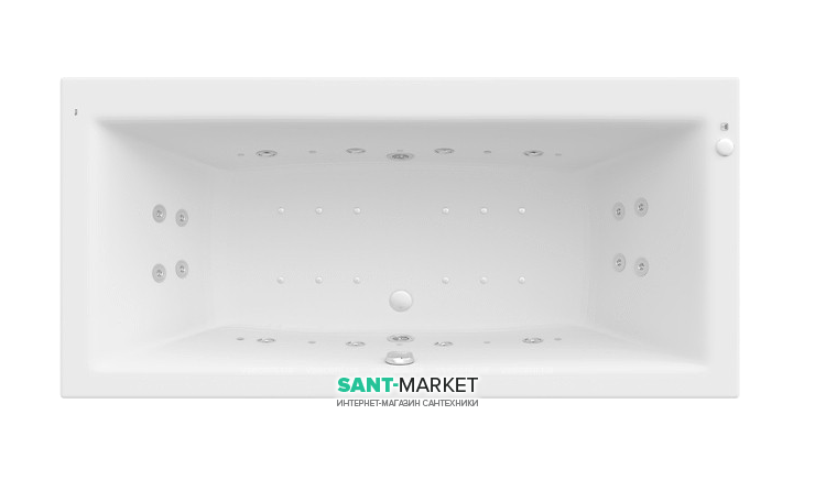 Ванна гидромассажная акриловая прямоугольная Roca Vita Effects Titanium 190х90 см белый A24T097000