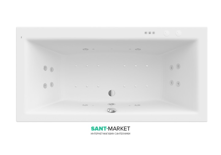 Ванна гідромасажна акрилова прямокутна Roca Vita Smart Water Air Plus 180х90 см білий A24T086000