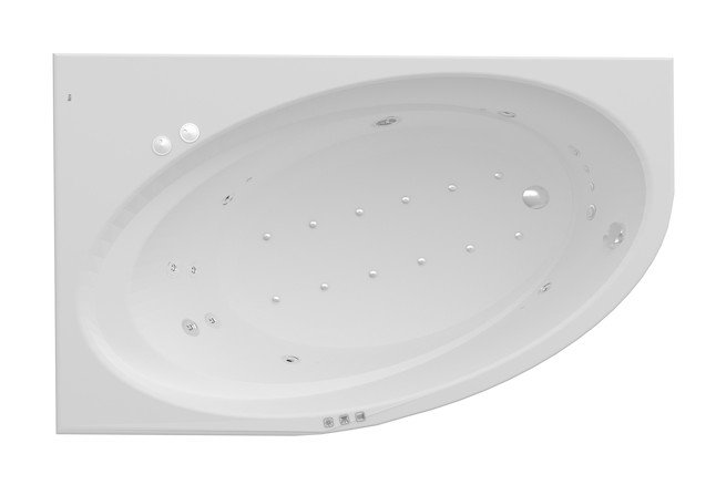 Ванна гидромассажная акриловая асимметричная Roca Orbita Effects Gold левая 140х100 см белый A24T190000