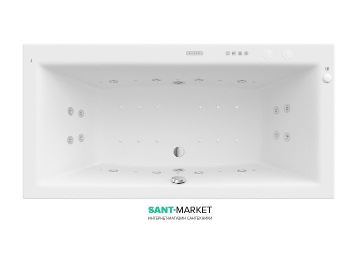 Ванна гидромассажная акриловая прямоугольная Roca Vita Effects Gold Option 180х90 см белый A24T088000