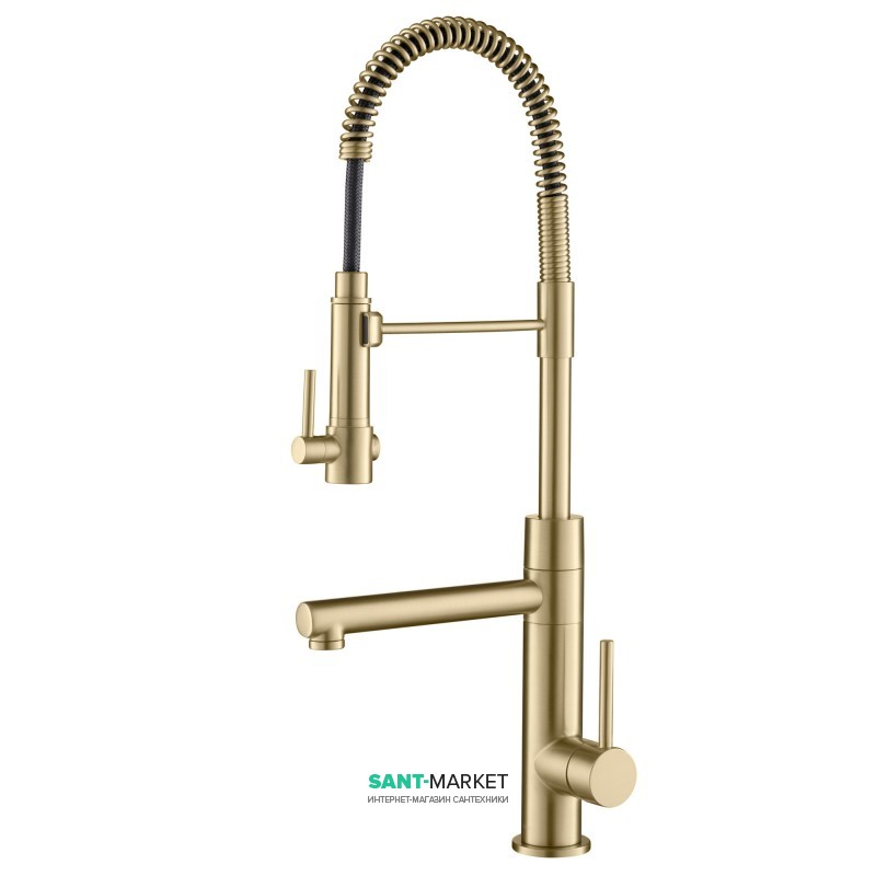 Смеситель для кухни Kraus Arteс Pro однорычажный два отдельных крана золото KPF-1603BG