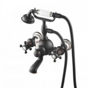 Змішувач для ванної Kraus Apollo настінний двохвентильний із душовою лійкою темний шоколад KEF-16060ORB