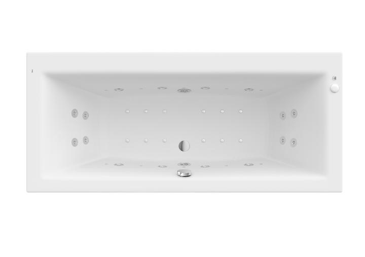Ванна гідромасажна акрилова прямокутна Roca Vita Effects Titanium 180х80 см білий A24T081000