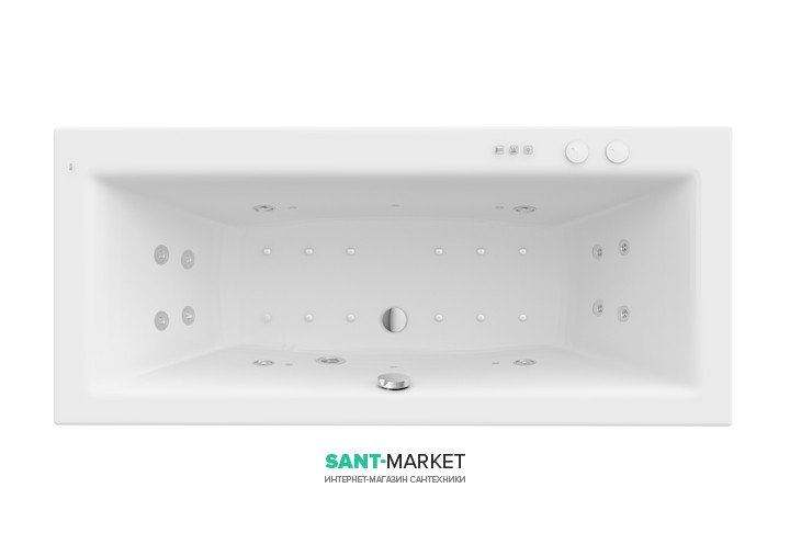 Ванна гідромасажна акрилова прямокутна Roca Vita Smart Water Air Plus 170х75 см білий A24T070000