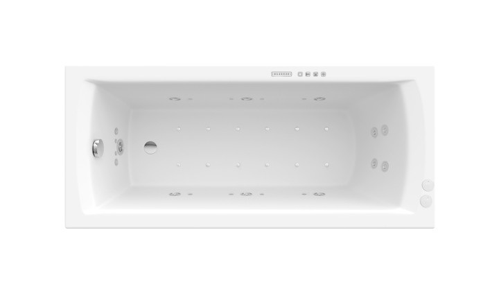 Ванна гідромасажна акрилова прямокутна Roca Linea XL Effects Gold 170х75 см білий A24T055000