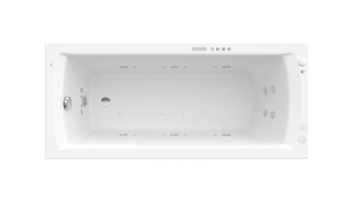 Ванна гідромасажна акрилова прямокутна Roca Linea Effects Gold Option 170х75 см білий A24T048000