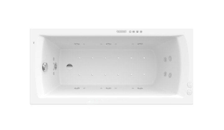 Ванна гідромасажна акрилова прямокутна Roca Linea XL Effects Gold 160х75 см білий A24T031000