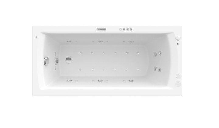 Ванна гідромасажна акрилова прямокутна Roca Linea Effects Gold Option 150х70 см білий A24T016000