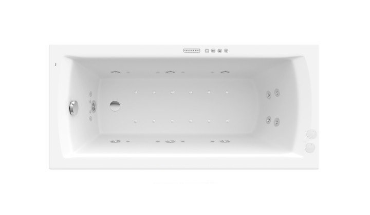 Ванна гідромасажна акрилова прямокутна Roca Linea Effects Gold 150х70 см білий A24T015000