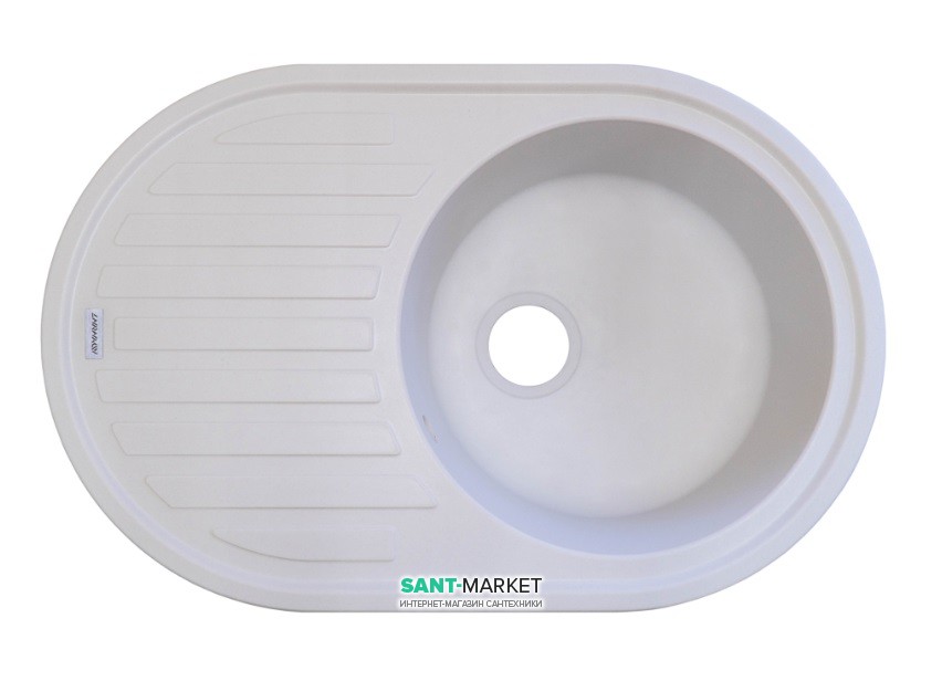 Мийка для кухні Adamant Ellipsis 770х500 мм штучний граніт білий ь4824296101001