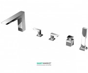 Змішувач для ванни TOTO Jewelhex врізний на 5 отворів з ручним душем хром DB223C