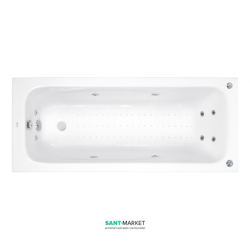 Ванна аеро- та гідромасажна акрилова прямокутна PoolSpa Klio 160х70 система Smart 2+ білий PHP6610ST2C1960