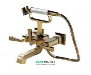 Смеситель для ванной TOTO Classic настенный с душевой лейкой двухрычажный золото DM207CF#PG