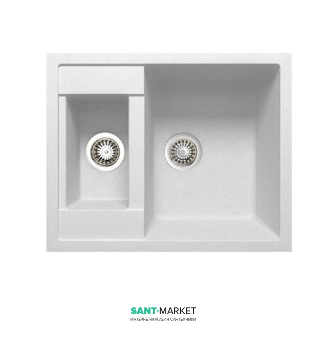 Мийка для кухні Adamant Duplex 615х500 мм штучний граніт білий 4824296101601