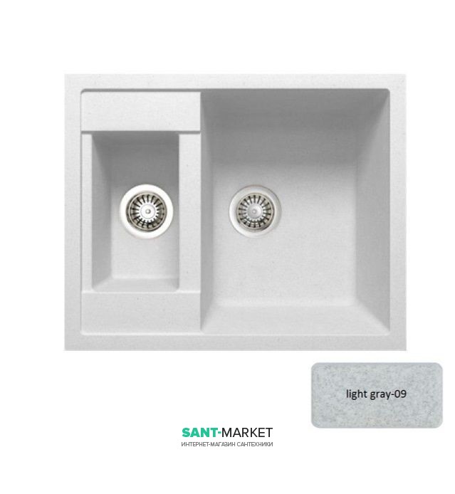 Мойка для кухни Adamant Duplex 615х500 мм искусственный гранит светло-серый 4824296101609