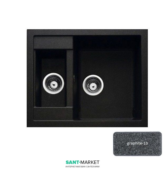 Мойка для кухни Adamant Duplex 615х500 мм искусственный гранит графит 4824296101613
