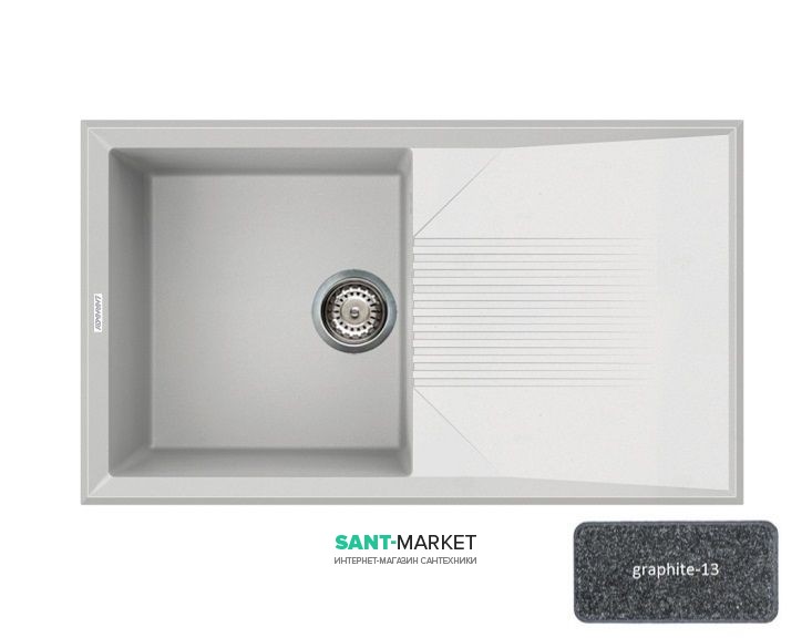 Мийка для кухні Adamant Novak 860х500 мм штучний граніт графіт 4824296102013