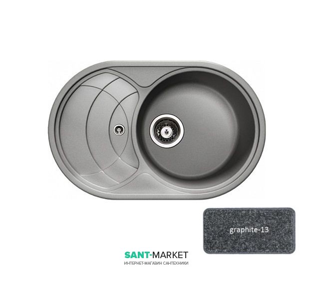 Мийка для кухні Adamant Shell 775х495 мм штучний граніт графіт 4824296101813