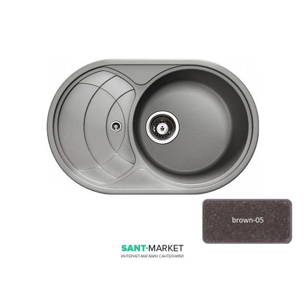 Мойка для кухни Adamant Shell 775х495 мм искусственный гранит коричневый 4824296101805