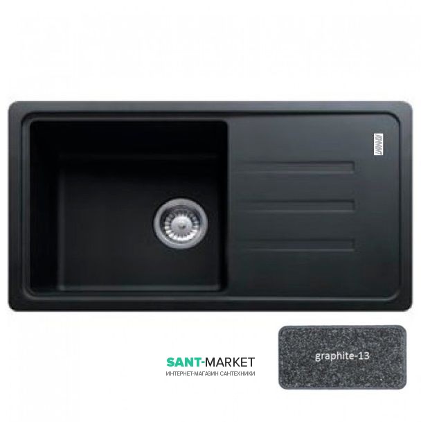 Мийка для кухні Adamant Slim Long 780х435 мм штучний граніт графіт 4824296101713