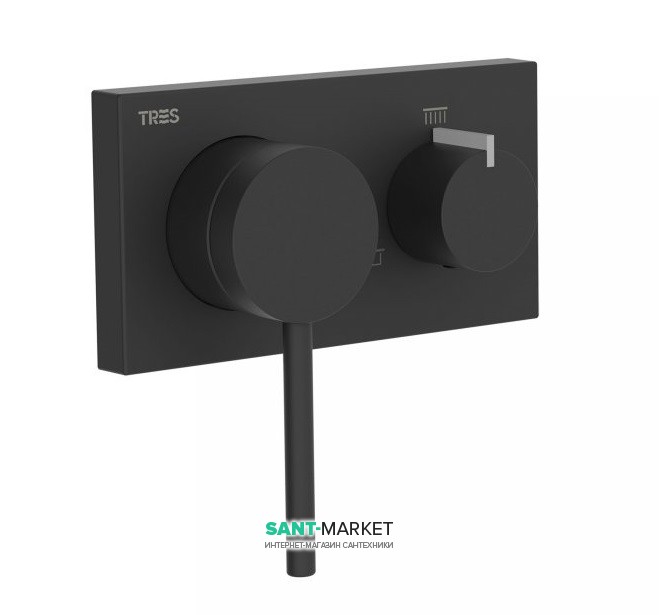 Смеситель для душа встраиваемый Tres 3V однорычажный латунь черный матовый 21027399NM