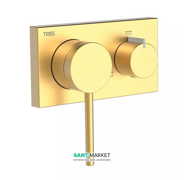 Змішувач для душу вбудований Tres 3V одноважільний латунь золото матовий 21027399OM
