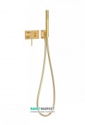 Змішувач для душу вбудований Tres 3V одноважільний з ручним душем латунь золото матовий 21027391OM