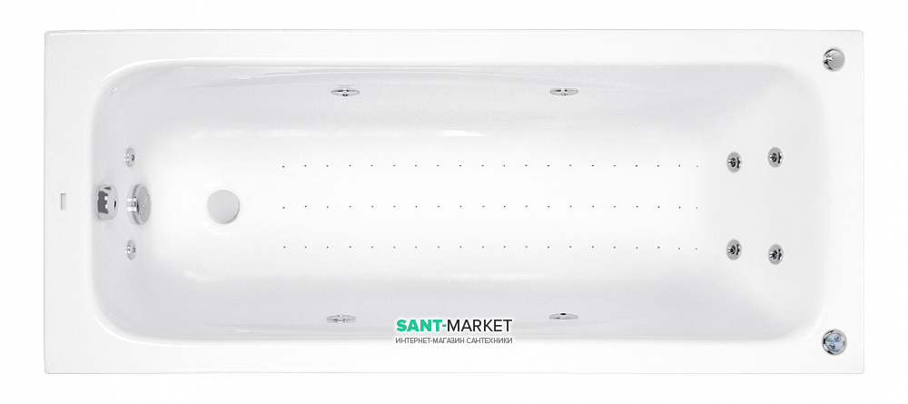 Ванна аэро- и гидромассажная акриловая прямоугольная PoolSpa Klio 170х70 система Smart 2+ белый PHPA410ST2C1960