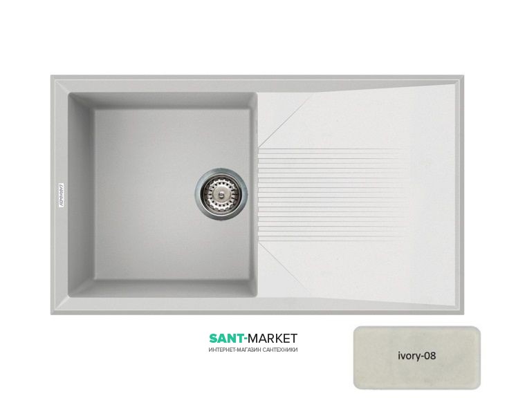 Мойка для кухни Adamant Novak 860х500 мм искусственный гранит ivory 4824296102008