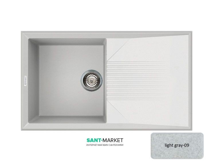 Мойка для кухни Adamant Novak 860х500 мм искусственный гранит светло-серый 4824296102009