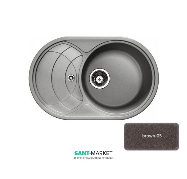 Мойка для кухни Adamant Shell 775х495 мм искусственный гранит коричневый 4824296101805