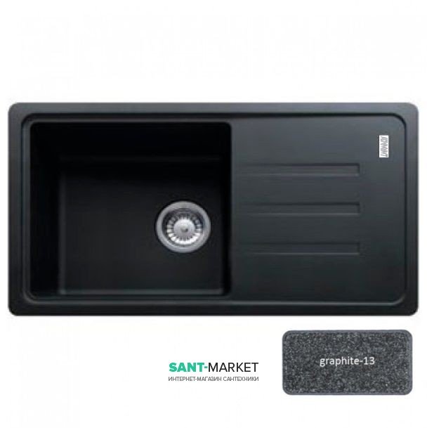 Мийка для кухні Adamant Slim Long 780х435 мм штучний граніт графіт 4824296101713