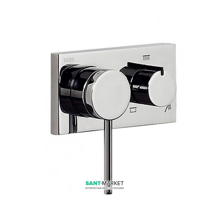 Смеситель для душа встраиваемый Tres 3V однорычажный латунь хром 21027399