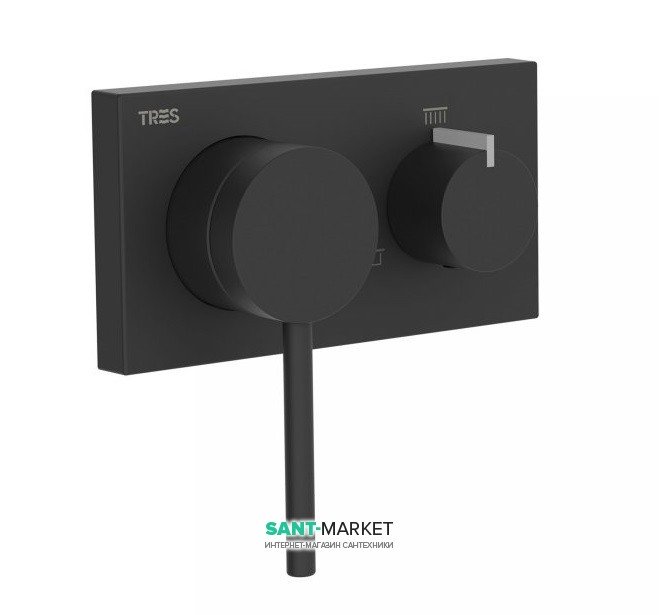 Смеситель для душа встраиваемый Tres 3V однорычажный латунь черный матовый 21027399NM