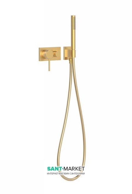 Смеситель для душа встраиваемый Tres 3V однорычажный с ручным душем латунь золото матовый 21027391OM