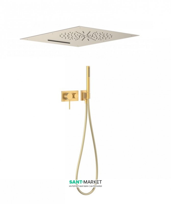 Душевая система скрытого монтажа Tres 3V золото матовый 21027303OM