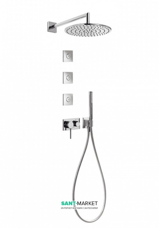 Душова система прихованого монтажу Tres 3V з трьома бічними форсунками хром 21027304