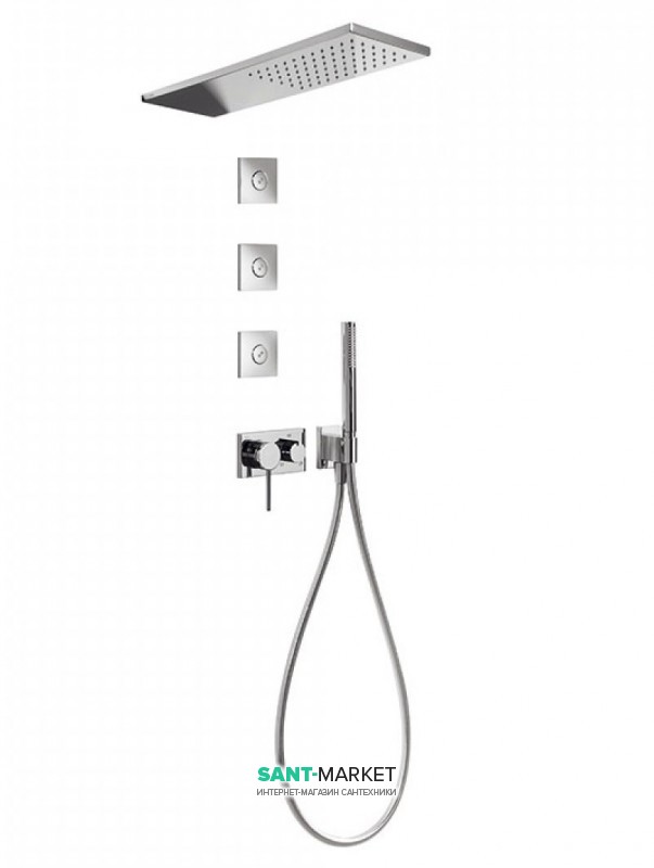 Душевая система скрытого монтажа Tres 3V с тремя боковыми форсунками хром 21027305