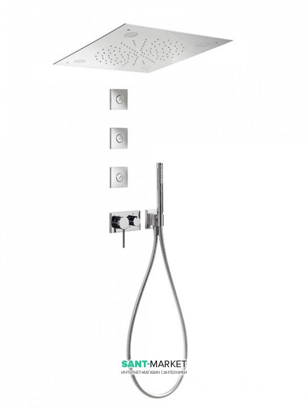 Душевая система скрытого монтажа Tres 3V с тремя боковыми форсунками хром 21027308