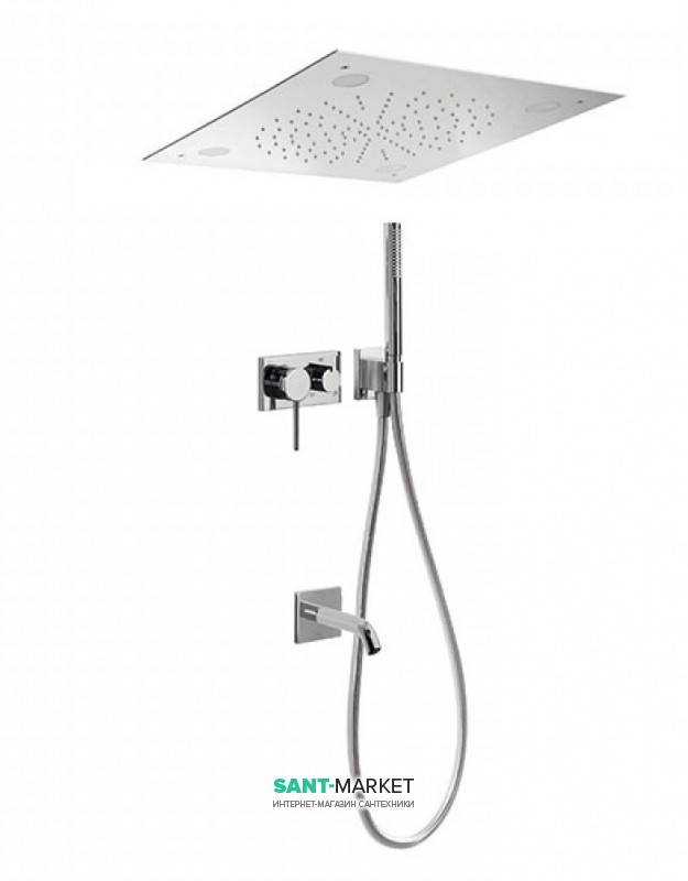 Душова система прихованого монтажу Tres 3V з виливом для ванни хром 21027306