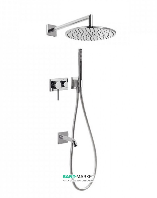 Душевая система скрытого монтажа Tres 3V с изливом для ванны хром 21027313