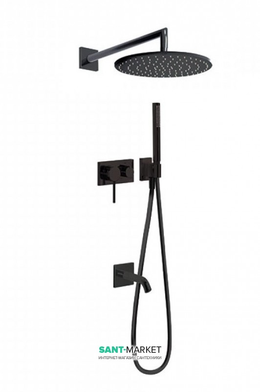 Душова система прихованого монтажу Tres 3V з виливом для ванни чорний матовий 21027313NM