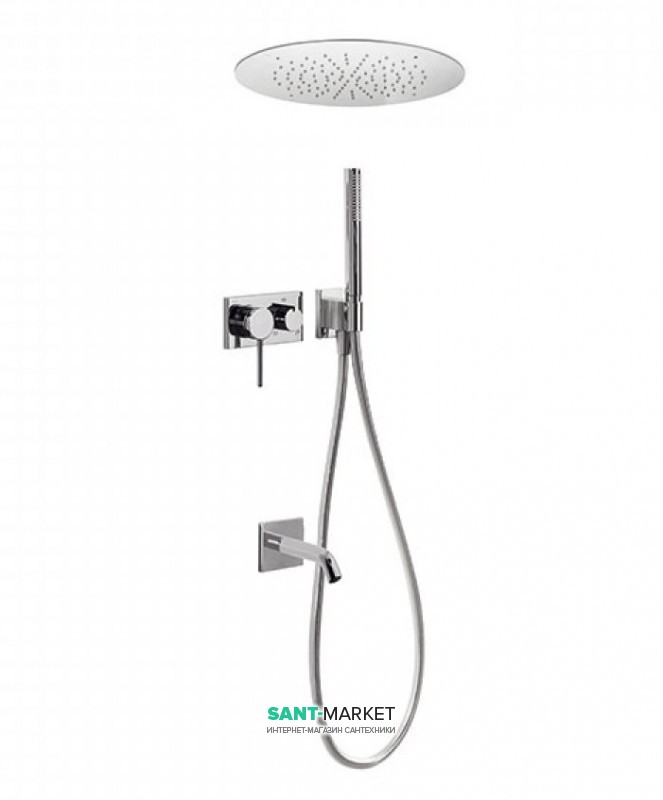Душевая система скрытого монтажа Tres 3V с изливом для ванны хром 21027311